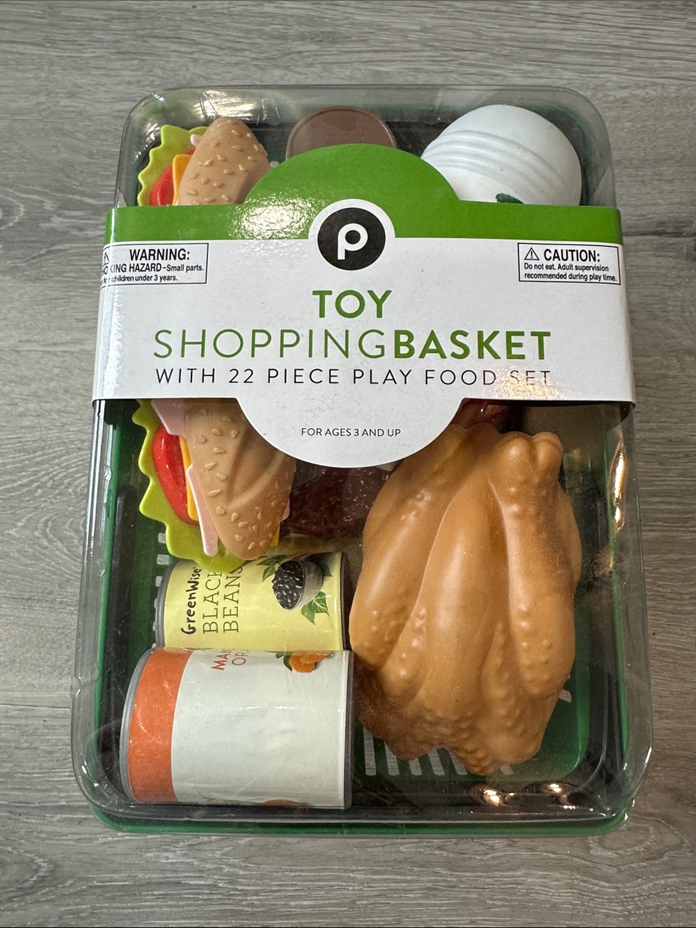 Publix Toy Shopping Basket Play Food Set - Green (22-Piece)
